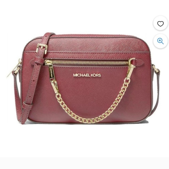 Michael Kors Dark Cherry Zip Chain Crossbody Bag - Picture 1 of 8